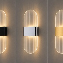 Modern Çizgili Oval Tasarım LED Dekoratif Duvar Apliği Krom